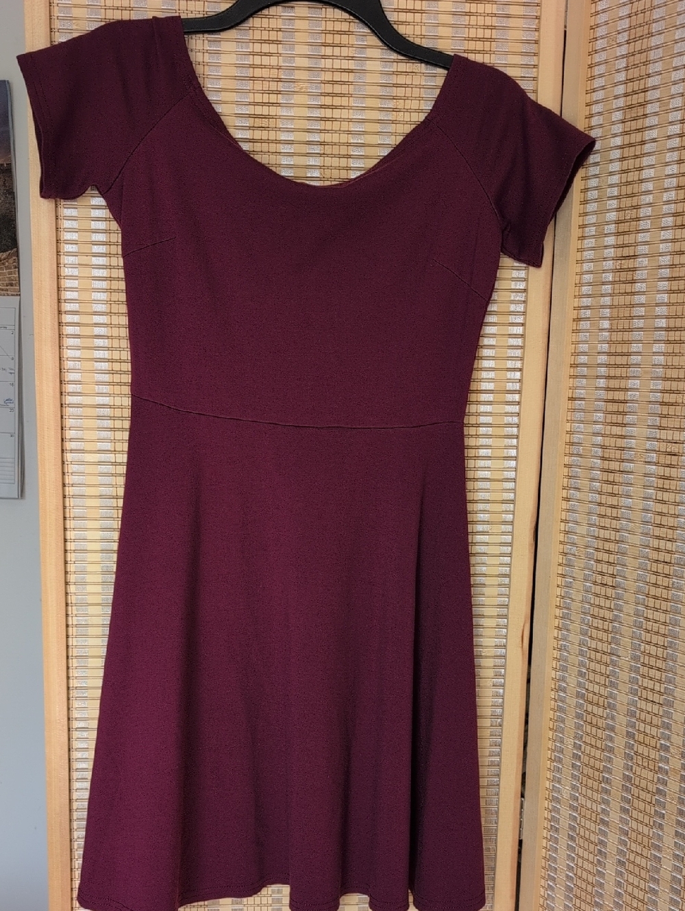 Sarin Mathews Burgundy   Scoop Neck-Fit And Flare Dress